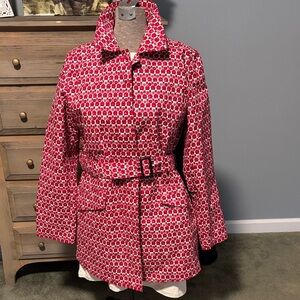 GAP Pink and White Tulip Patterned Waterproof belted Trench Coat
